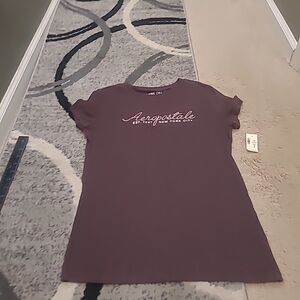Aeropostale Womens Classic Crew Maroon TEE L NWT Logo 1987